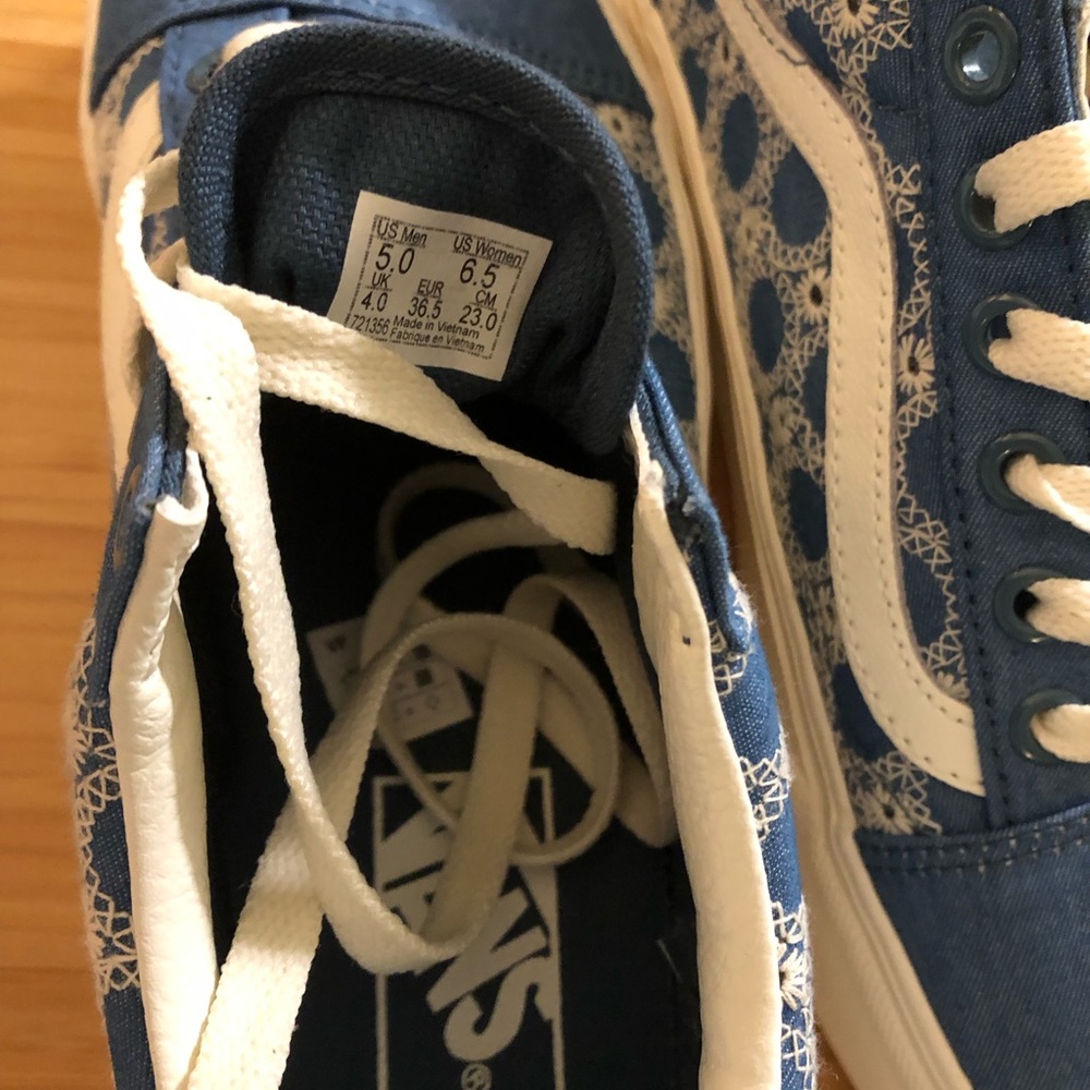 New Vans Old Skool Stacked Denim Mix Blue White Platform Sneakers - Picture 6 of 7